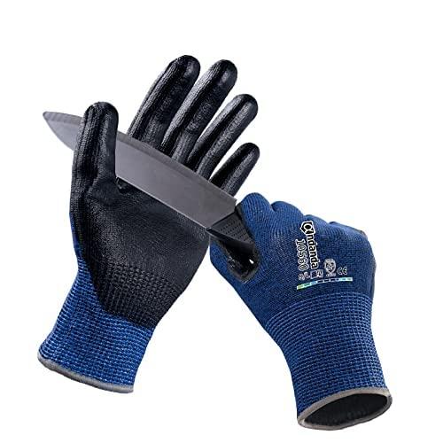 ANDANDA 12 Pairs Level 5 Cut Resistant Gloves, PU Coated Safety Work Gloves, Comfort Stretch Fit, Seamless Structure, Work Gloves Suitable for Garden/Construction/Glass Manufacturing/Machinery, Large