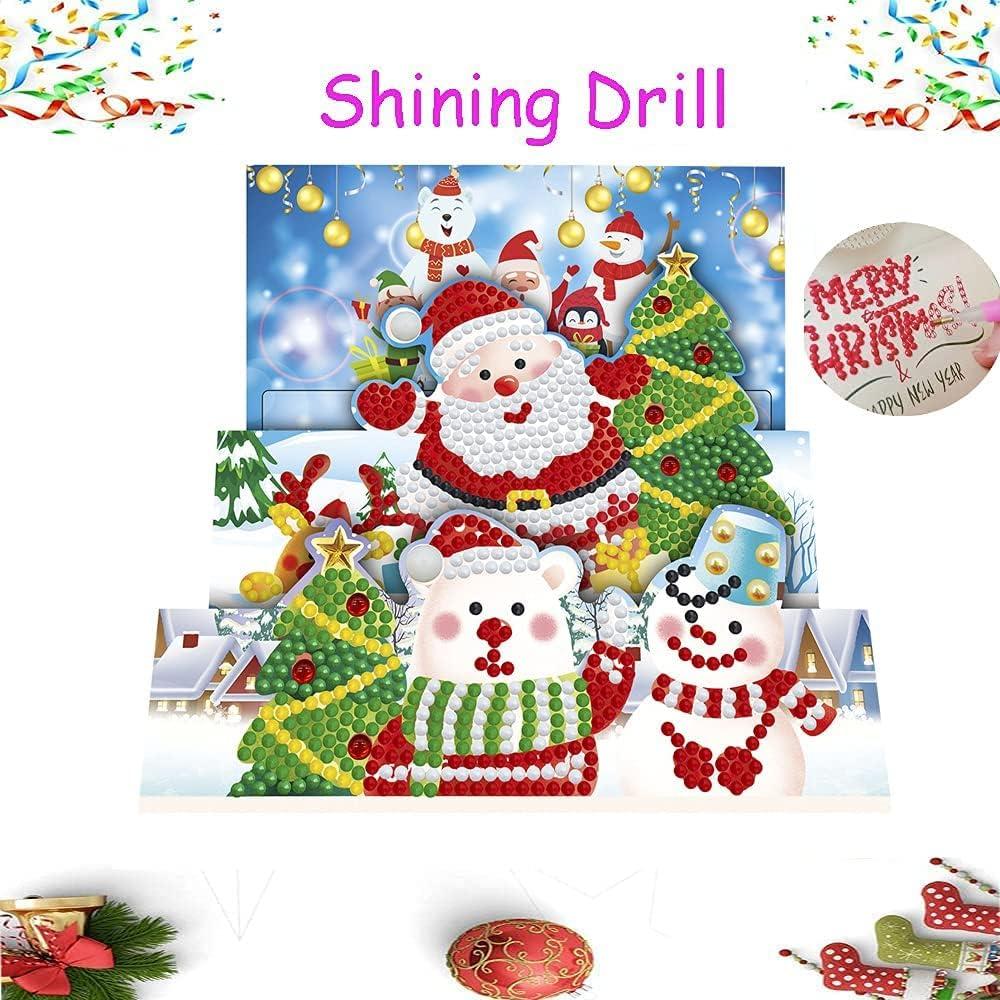 Christmas Cards DIY 5D Diamond Painting Car Number Kits for Kids & Adults, 8Pcs Party Full Drill Design with Envelopes & Tools Included Greeting Stickers Embroidery Cross Stitch Gift (Christmas) 3