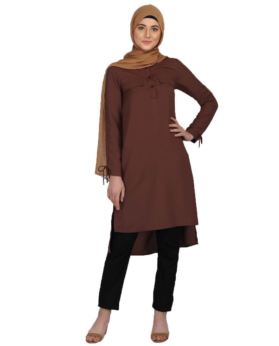 Silk Route Cognac Brown Drawstring Sleeve Midi Dress Extra Large 0