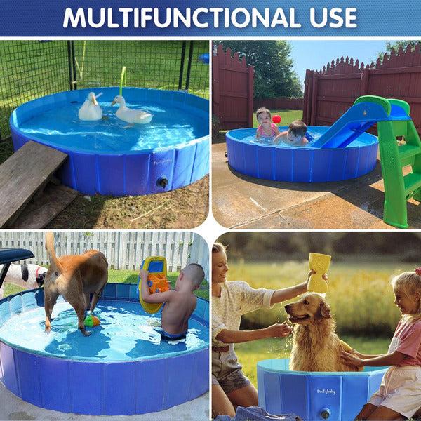 furrybaby Foldable Dog Pool For Dogs, Dog Padding Pool Portable For Dog Bath, Plastic Dog Swimming Pool Large Hard Kid Pool (Navy 120 * 30cm) 4