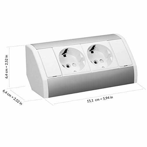 ORNO GM-9005/W-G(GS) Corner Socket 2-Way with Child Lock, 45Â° Assembly, 3680 W, for Cakes, Office and Worktop 4