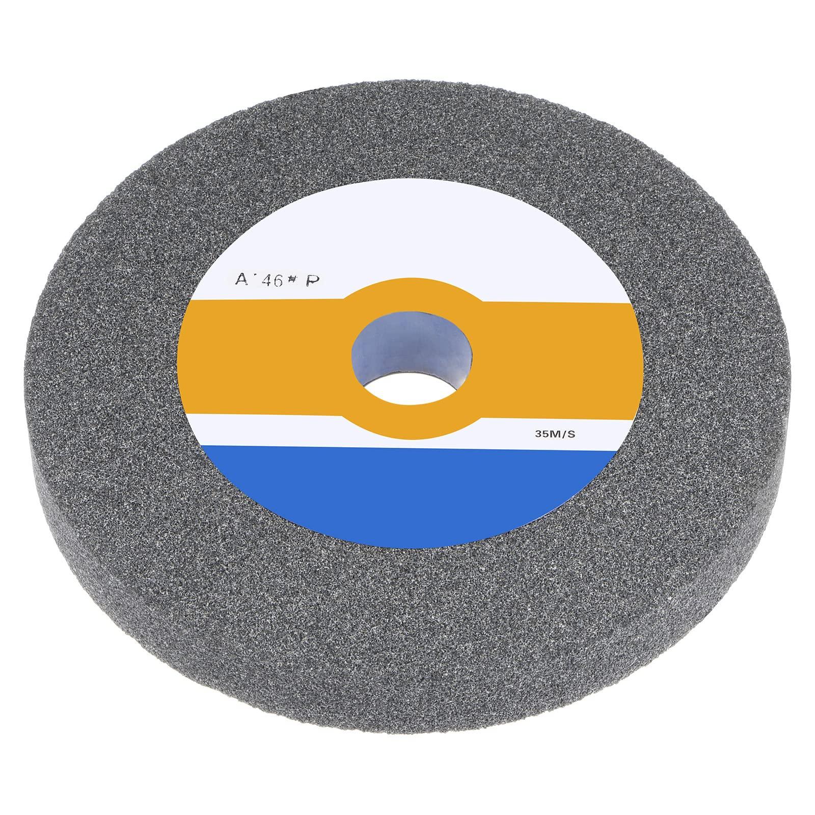 sourcing map Bench Grinding Grinding Wheel 200mm x 32mm 8 Inch 46 Grit 1" Thickness 1-1/4 Inch Arbor Aluminum Oxide Grinding Wheel Grinding and Cutting Grinder Wheel for Cars Machinery, Grey