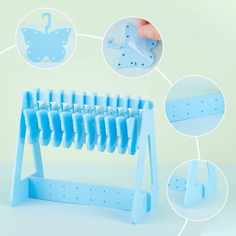 PH PandaHall 116 Holes Earring Organizer with Mini Hangers Butterfly Hanger Earring Holder Stands for Selling Earring Hanging Acrylic Ear Studs Display Rack for Retail Show Exhibition Blue 3