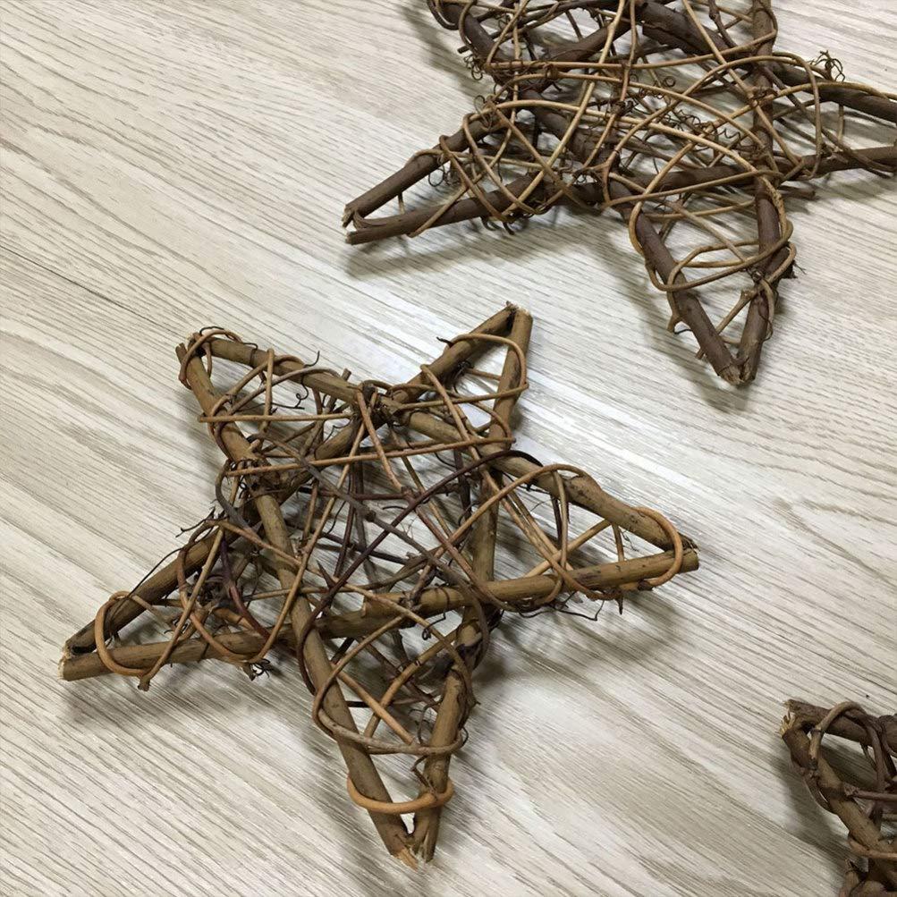 ABOOFAN Christmas Star Tree Topper 5Pcs 15cm Rattan Star Wreath DIY Craft Hanging Pentagram Shape Wreath Garland Frame Xmas Tree Ornaments for Wedding Autumn Holiday Shop Decor Grapevine Wreath 6