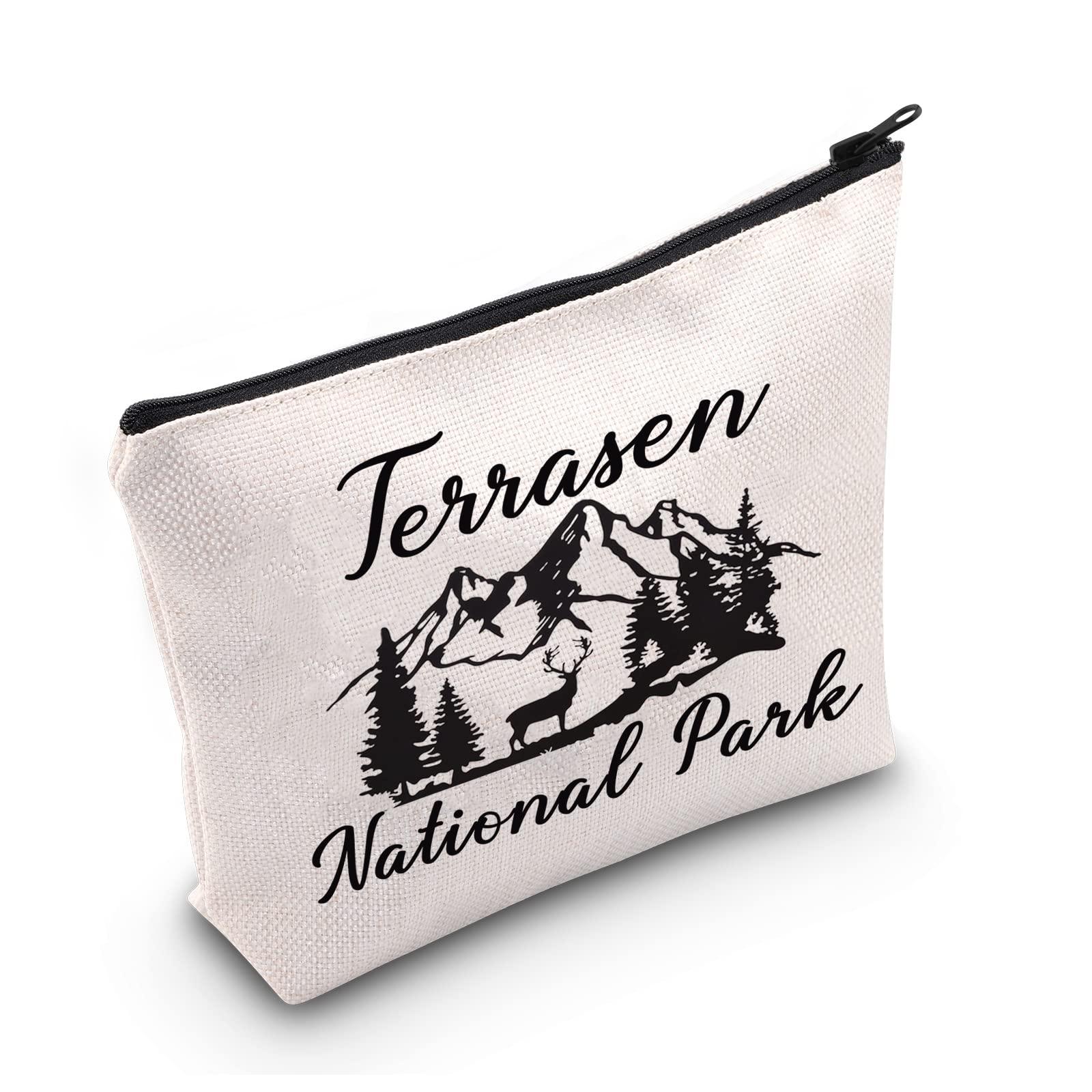 LEVLO Fantasy Novel Series Fans Gift Terrasen National Park Makeup Bag Bookish Travel Waterproof Bruches Zipper Pouch, Terrasen National Park