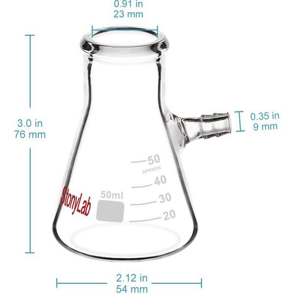 StonyLab 2-Pack Borosilicate Glass Filtering Flask, Bolt Neck with Tubulation (2000ml) 1