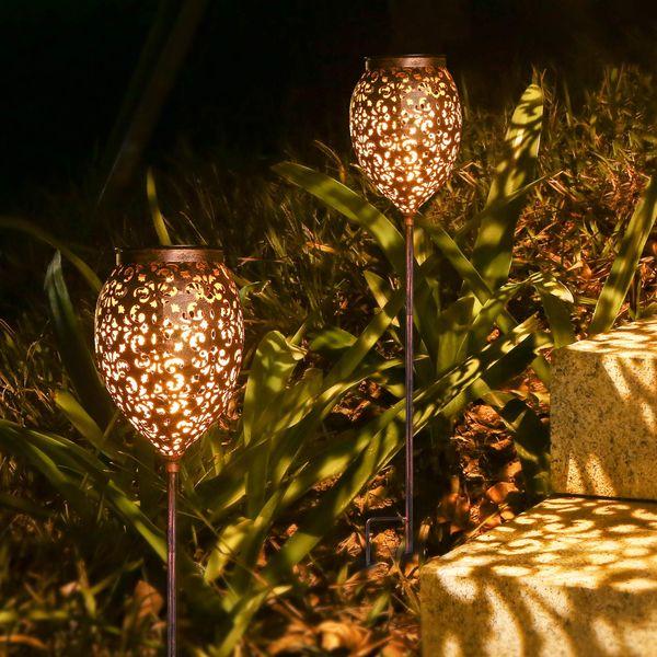 JOYCREATOR Metal Pack of 2 Solar Lights for Outdoor Garden with IP65 Waterproof, Warm White LED Oriental Solar Lights Patio Balcony Christmas Decoration 0