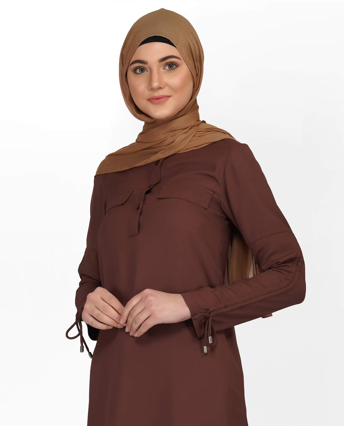 Silk Route Cognac Brown Drawstring Sleeve Midi Dress Extra Large 3