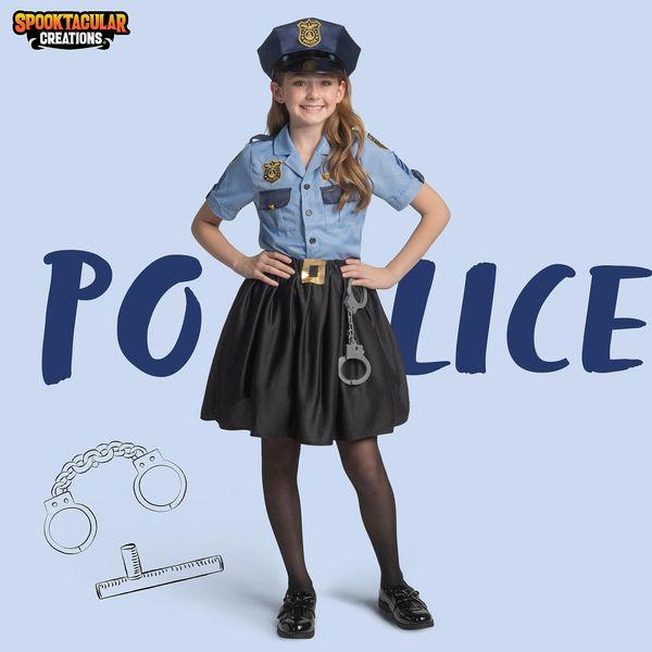 Spooktacular Creations Police Officer Costume for Girls, Cop Costume for Kids Role-Playing and Halloween Dress Up-3T 1