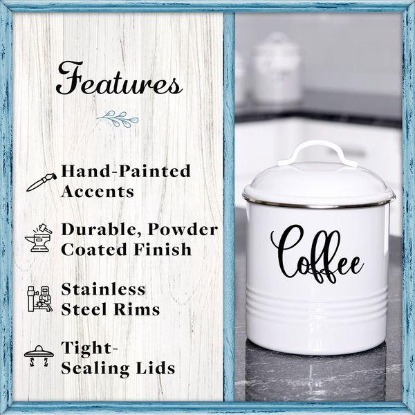 Home Acre Designs Set of 3 White Kitchen Storage Canisters Airtight Coffee Sugar Tea Canisters 1