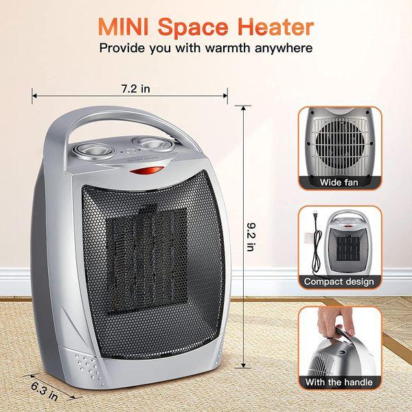 Brightown Portable Electric Space Heater, 1500W Energy Efficient Ceramic Heater with Overheat & Tip-over Protection, Thermostat & 3 Modes, Silent Space Heater for Room Home Bedroom Office Desk 4