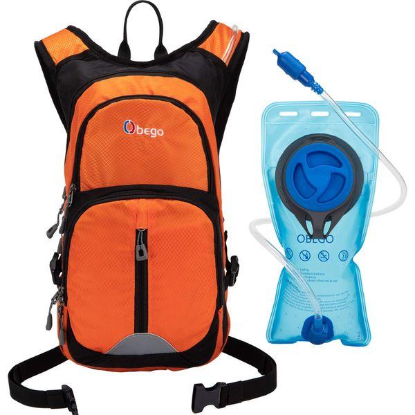 Obego 2L Hydration Pack Backpack with Water Bladder for Cycling, Hiking, Skiing, Motorcycle Riding (Orange, 70 oz/ 2L) 0