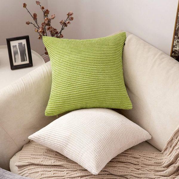 MIULEE Pack of 2 Corduroy Cushion Covers Decorative Throw Pillow Cover Square Pillowcase for Sofa Bedroom Living Room Home 16x16 Inch 40x40 cm White 3