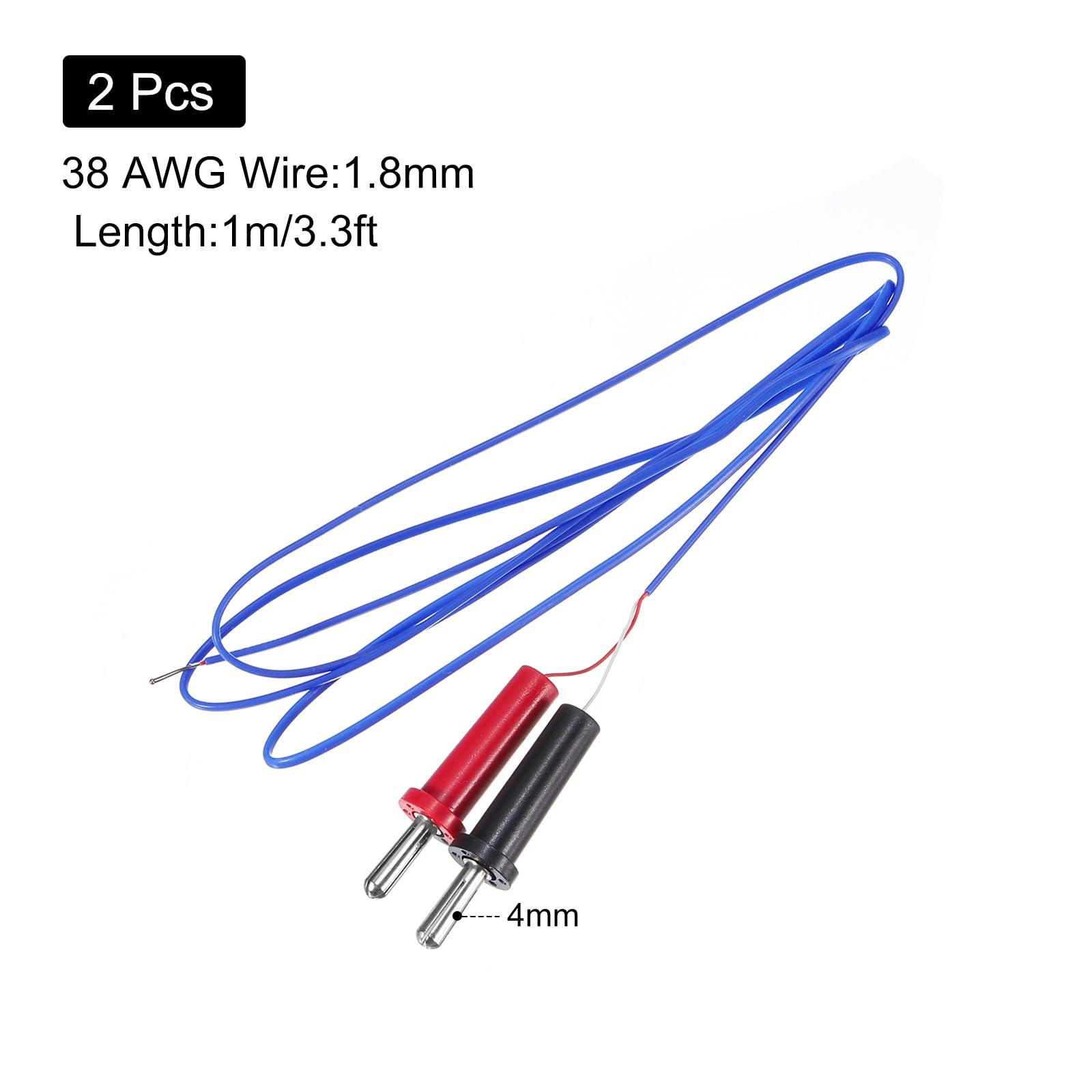 sourcing map 2pcs Banana Plug Test Lead Male to Male Multimeter Cable 3.3ft Banana Tip Plugs 4mm for Multimeter Thermometer Speaker Cable 1