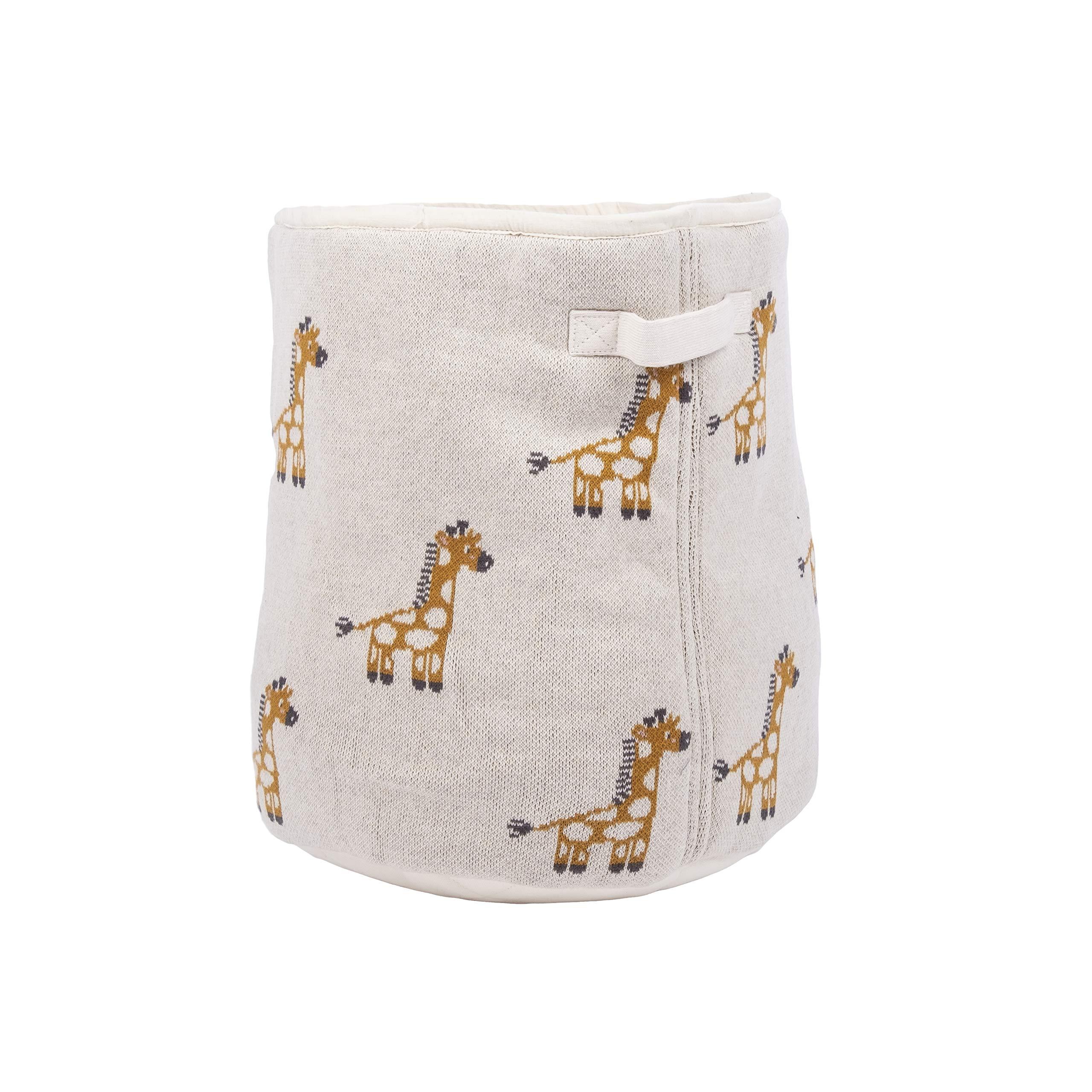 Penguin Home® Set of Knitted Basket, Cushion and Blanket - 100% Cotton in Giraffe Print - For Cosy Rooms - Foldable Basket 14"x16" (35x41cm) - Cushion 18"x18" (45x45cm) - Blanket 32"x40"(81x101cm) 3