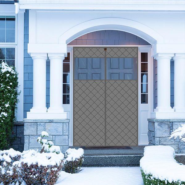 WochiTV Magnetic Thermal Insulated Door Curtain Fits Door Size 102 CM x 206 CM, Durable Waterproof Cloth, Polyester Fiber Filling, Weatherproof, Windproof, Reduce Noise, Middle Opening, Grey