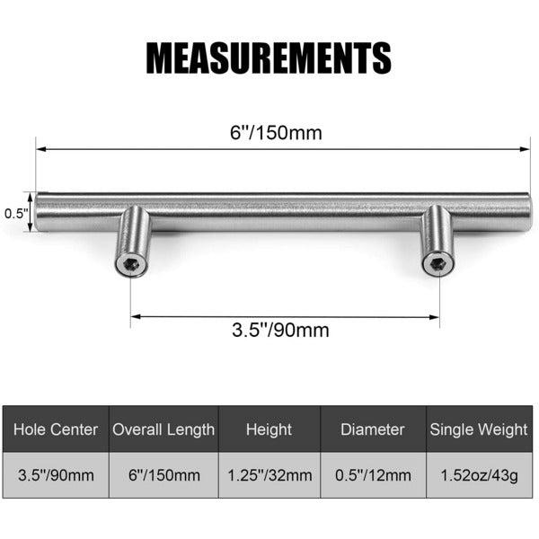 CZC HOME 30 Pack 150mm Cabinet Handles, Stainless Steel Drawer Pulls, 90mm Hole Center Cupboard Handles with 2 Sizes Screws for Kitchen Dresser Door Brushed Nickel 1