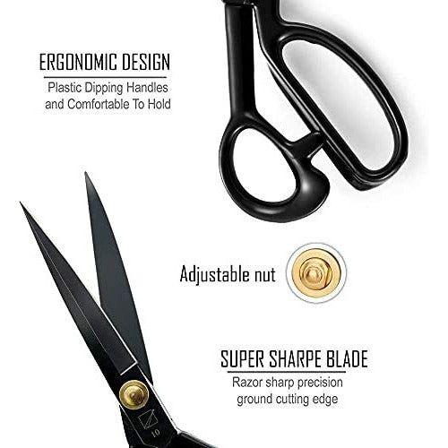 Fabric Scissors 10 Inch(25.4CM), Dressmaking Sewing Scissors Razor Sharp High Carbon Steel Tailor's Shears for Cutting Fabrics, Leather, Material, Clothes, Altering, Sewing & Tailoring(Black) 1