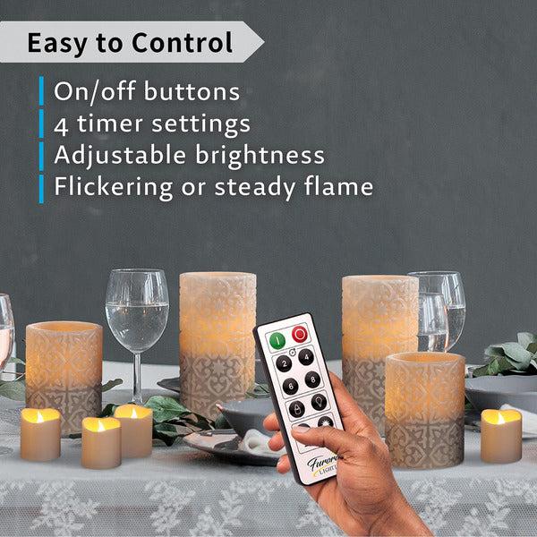 Furora LIGHTING LED Flameless Candles with Remote - Battery-Operated Flameless Candles Bulk Set of 8 Fake Candles - Small Flameless Candles & Christmas Centerpieces for Tables, Grey Rome 4