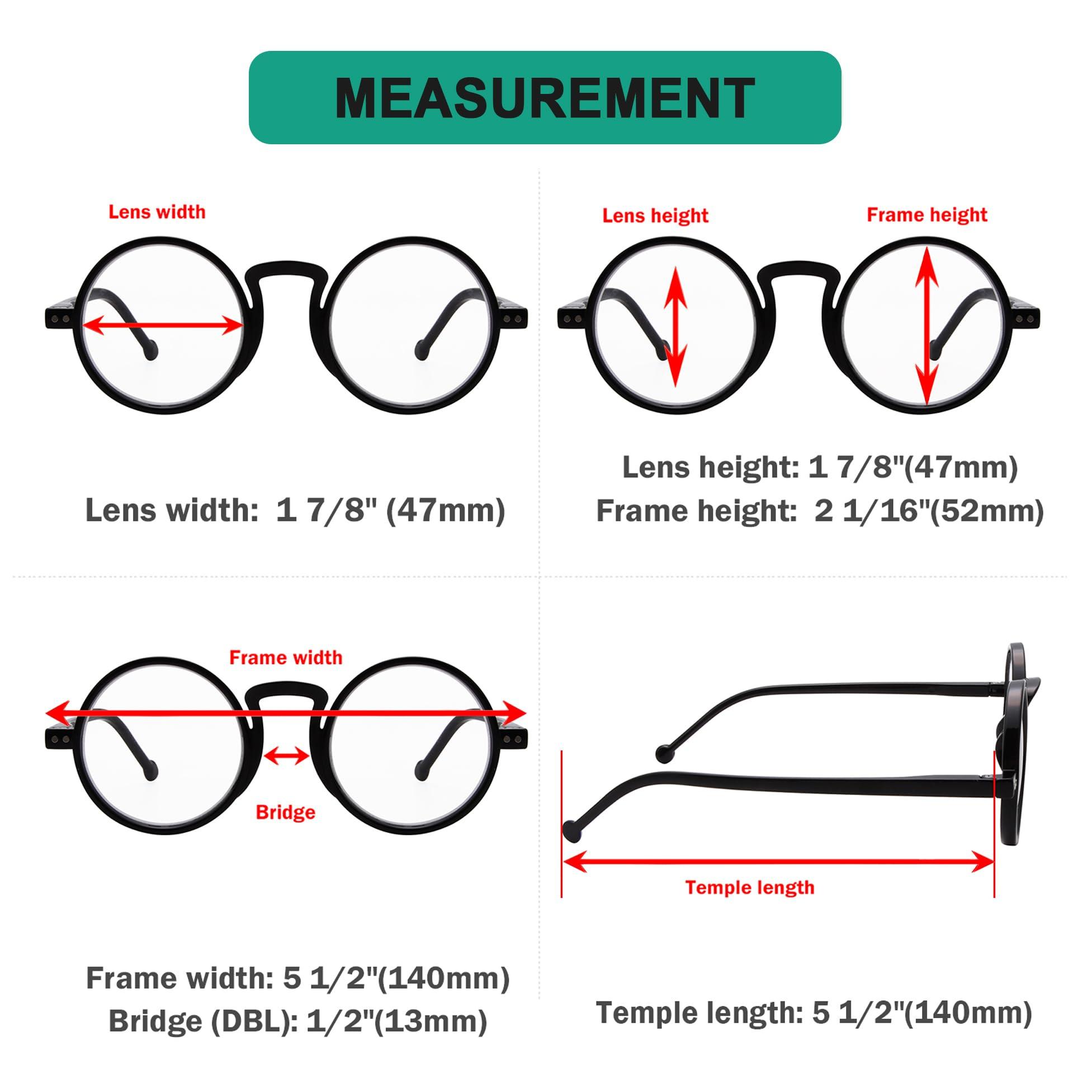 Eyekepper Round Reading Glasses for Women Men Retro Readers - Black +2.00 7