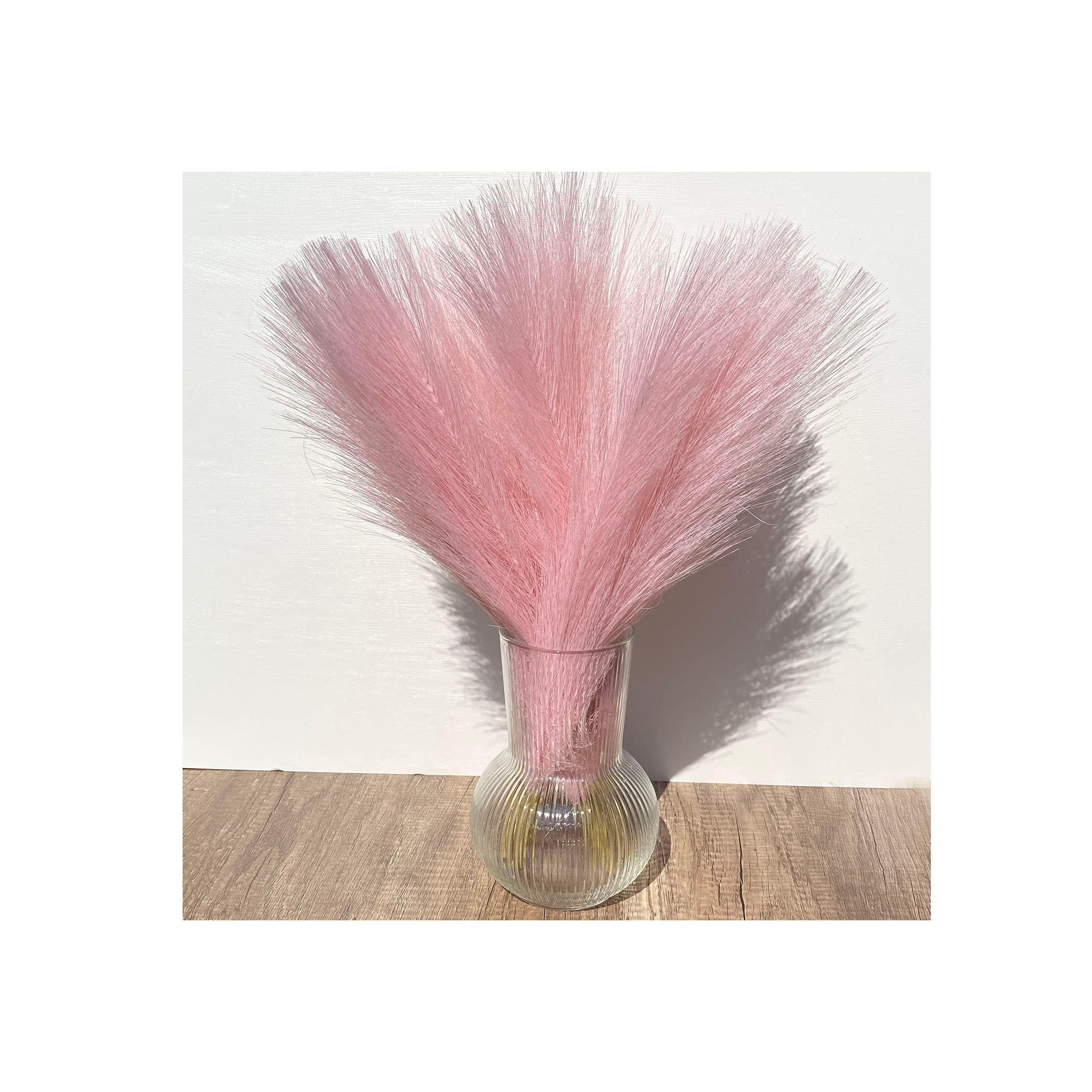 Artificial Pampas Grass Decor 17.7"- Fluffy Fake Flowers 6 pcs,Boho Faux Plants Non-Shedding Reeds for Home Bedroom Decor,Table Filler Centerpieces (hot pink) 0