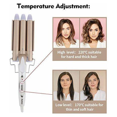 Aceshop Hair Curler 3 Barrel Curling Iron Wand 25MM Hair Wavers with Two Gear Adjustable Temperature Control Curling Wand Tongs Crimping Bubble Styling Tool Tourmaline Ceramic for Long Short Hair 2