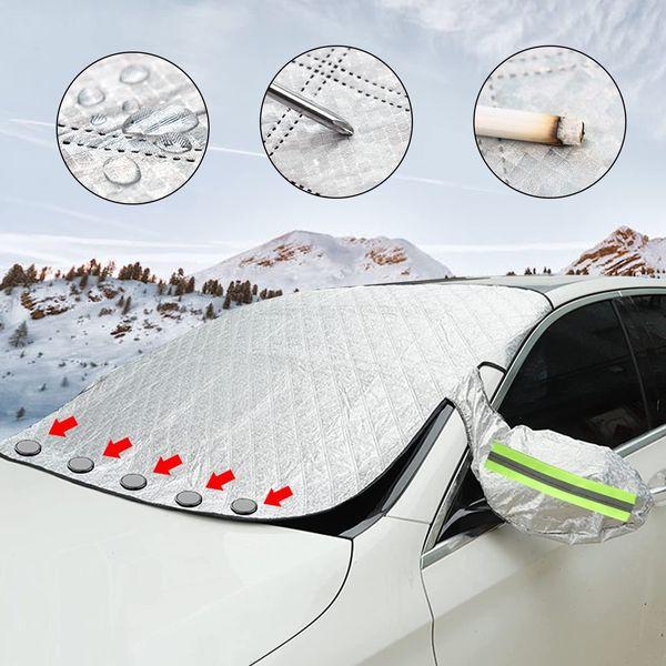 Heart Horse Car Windshield Snow Cover,Ultra Thick Car Windscreen Sunshade Cover with Side Wing Mirror Cover, Car Foldable Removable Windscreen Cover with Magnets Fit for Cars SUVs (152 * 122CM) 4