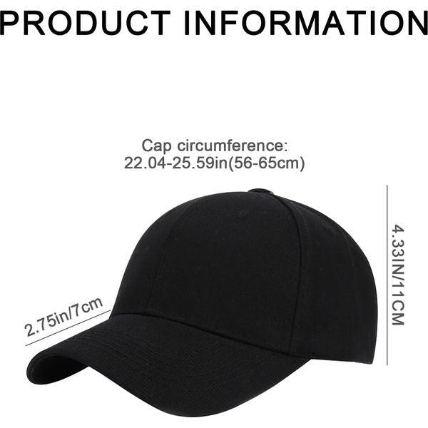 Baseball Cap Mens Women Large Adjustable Baseball Cap Large Running Sports Cap Hats Classic Golf Tennis Hat for Big Heads Summer Sun Hat Sports Cap Black 1