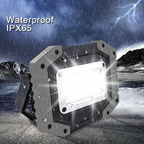 Trongle LED Rechargeable Work Lights, 30W Floodlight Battery Security Light with 3 Modes Outdoor COB Camping Lights with USB Waterproof for Garage, Fishing, Hiking, Grey 2 Packs (Battery Included) 3
