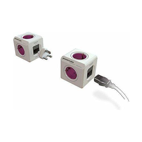Allocacoc PowerCube ReWirable Travel PlugsÃÂ Ã¢â¬âÃÂ Multiple Travel Socket with International Adapters, 5ÃÂ Plugs 230V FR in Cube Shape (White and Purple) 2