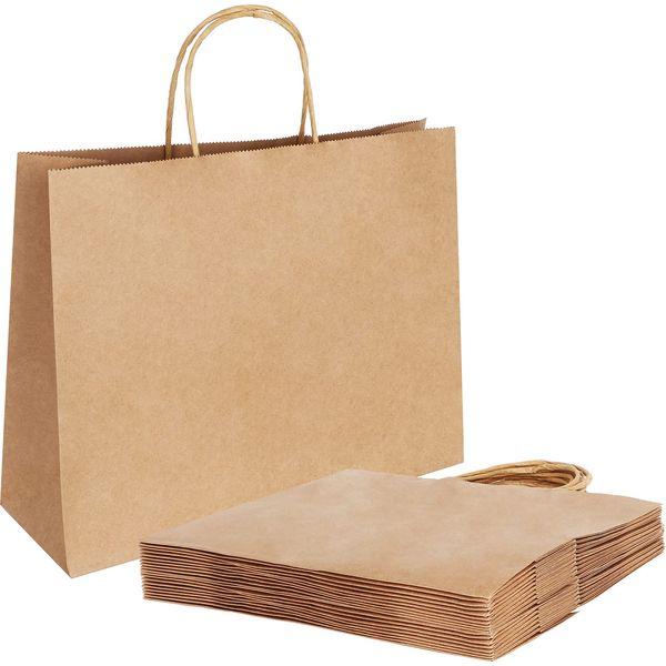 Paper bags,Gift Bags, Paper Bags with Handles, Brown Paper Bags (20pcs,27x12x21cm130GSM paper) 0