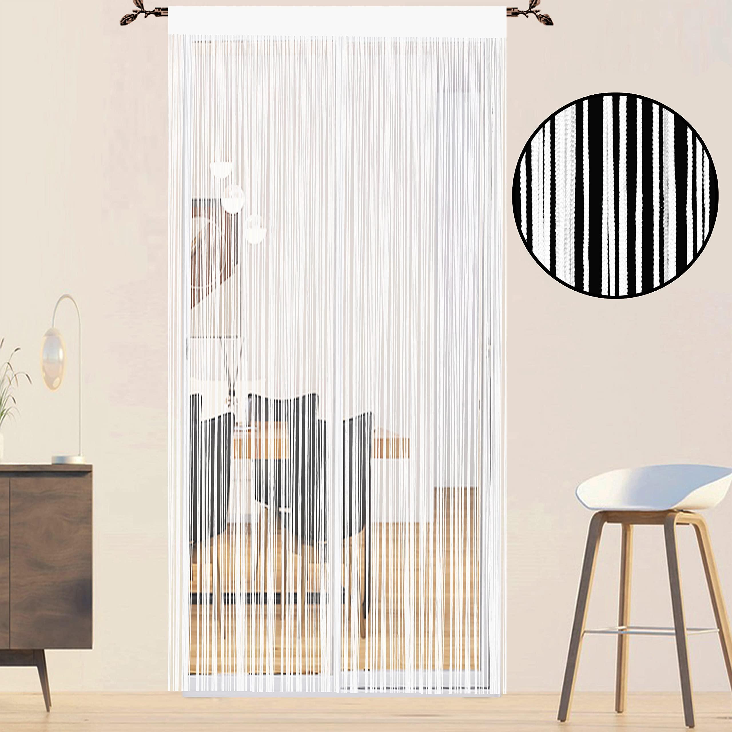 QiBoYuYe Door Curtains Fly Screen Curtain For Window String Flies Doors Decorations Room Dividers Doorways Panel Bedroom Living Closet Door Drapes (White 90x200cm) 1