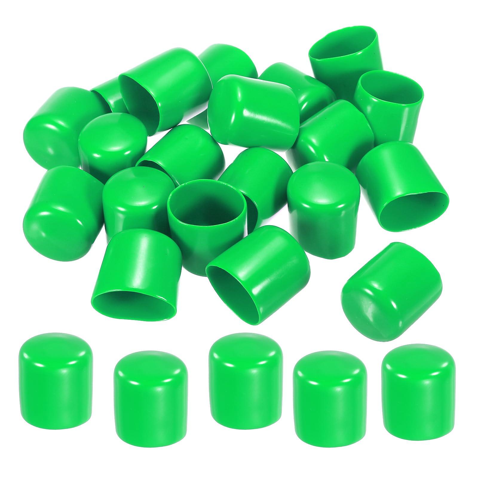 sourcing map 30pcs 25mm Rubber End Caps Cover PVC Vinyl Screw Thread Protector Round Wire Shelf Caps for Screw Bolt Pipe Fence Post, Green 0