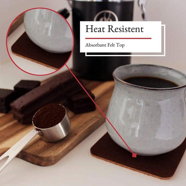 BARVIVO Classic Coasters for Drinks Absorbent Set of 8 - Perfect Classic Drink Coasters for Wooden Table Protection with Scratch Preventing Cork Side and an Instant Condensation Absorbing Felt Side 3