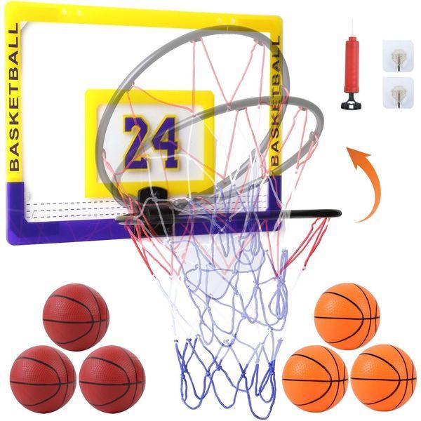 PHILODOGS Mini Basketball Hoop for Door with 6 Balls, Indoor Basketball Mini Hoop for Wall, Mini Hoop Set for Kids, Mini Basketball Toys Gifts for Boys Teens 0
