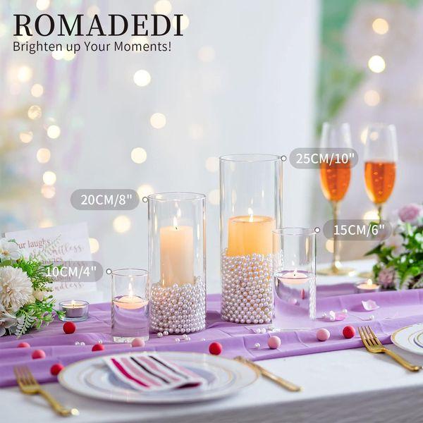 Romadedi Glass Hurricane Candle Holder - 3Pcs Pillar Candle Holder Flower Vase for Pillar Floating Tea Light Candles for Christmas Table Centerpiece Decorations Dining Living Room Home Decor 1