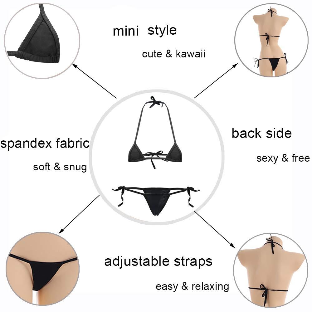 SPORCLO Cute Anime Lingerie Set Sexy Stripe Bra and Panty Set Cosplay Micro Underwear Suit Kawaii with Matching High Stockings 4