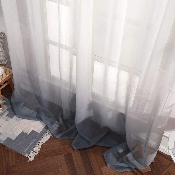 MIULEE 2 Panels Solid Color Sheer Window Curtains Smooth Elegant Window Voile Panels Drapes Treatment for Bedroom Living Room 55 W x 69 L Inch Grey 1