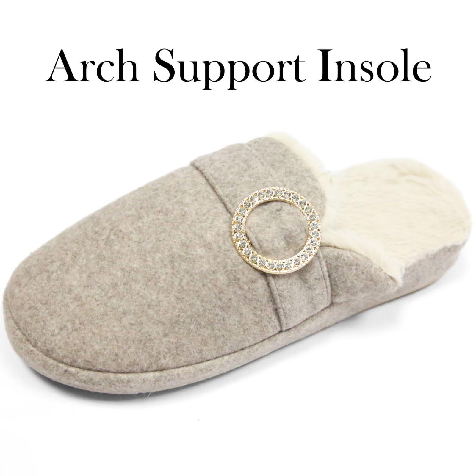 CORIFEI Slippers for Women Arch Support House Slip On with Fluffy Insole 3