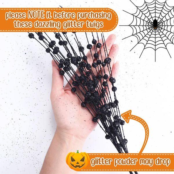 30 Pcs Artificial Glitter Berry Stem Decorations Bead Sticks Pick 17 Inch Halloween Christmas Ornaments Glittery Twigs for Christmas Tree Xmas Wreath Vase Filler Home Decor (Silver) 3