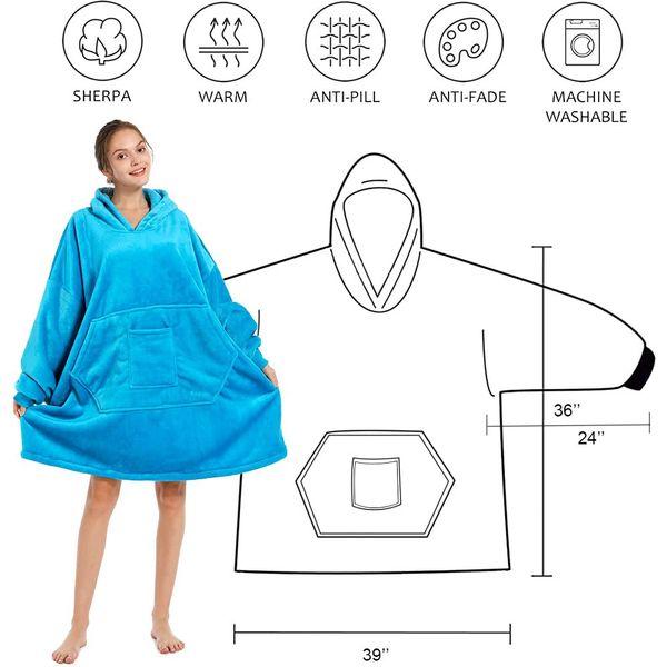 REDESS Blanket Hoodie Sweatshirt, Wearable Blanket Oversized Sherpa with Sleeves and Giant Pocket, Cozy Hoodie Warm for Adult Kids 1