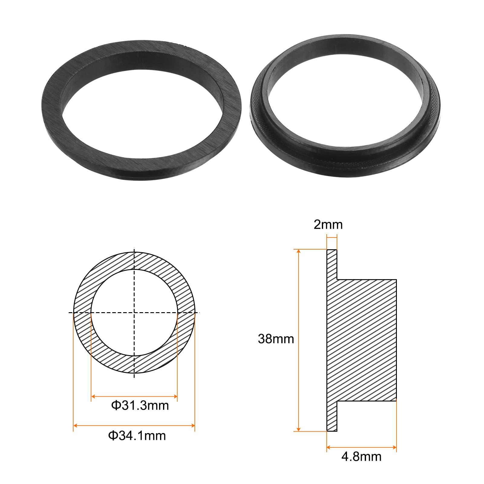 sourcing map 4pcs Flanged Sleeve Bearings 31.3mm Bore 34.1mm OD 4.8mm Length Nylon Bushings for Shaft, Black 6