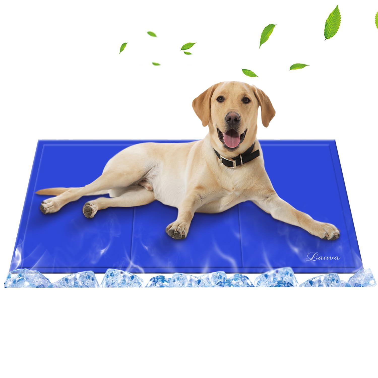 Lauva Dogs Pets Cooling Mat Large 90x50cm, Pet Cool Self-refreshing Gel Cold Pad Chill Mat Non-Toxic Sleeping Mattress Crates Accessories for Dogs Cats Doggy Rabbits Animals People in Hot Summer