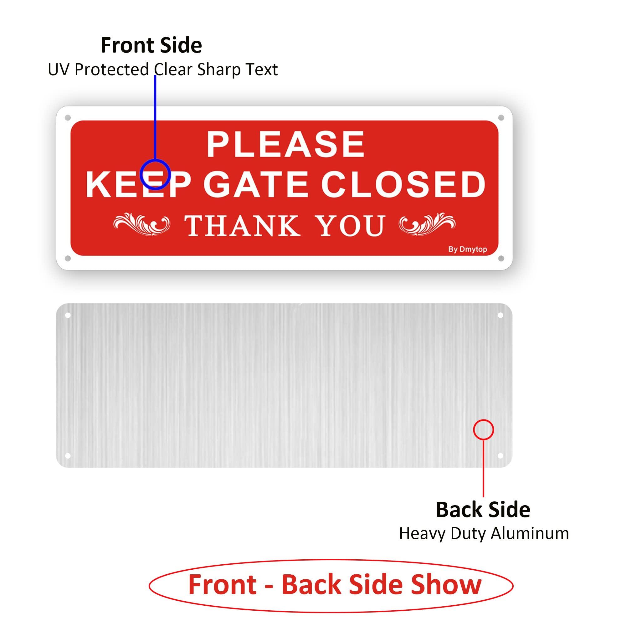 2 Pack Please Keep Gate Closed Sign, 10 x 3.5 x 0.04 Inches Rust Free Aluminum UV Protected Weather Resistant 2