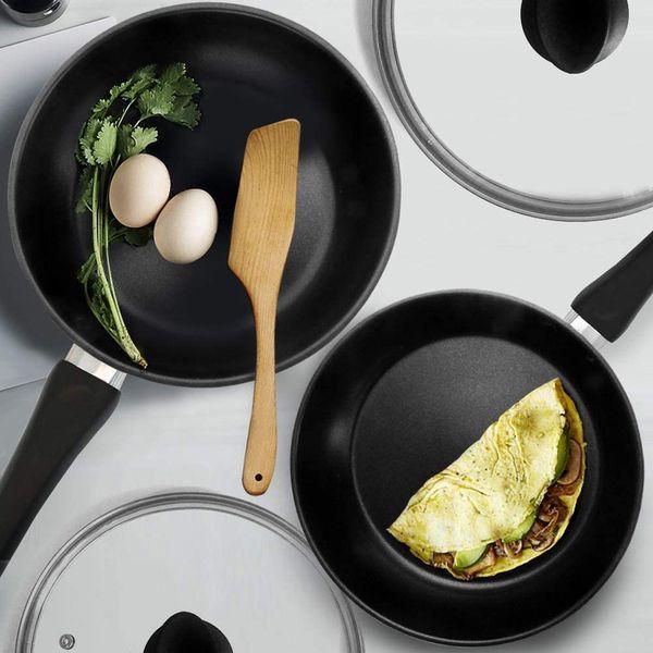 HOMICHEF 2 Piece Frying Pan Set Stainless Steel Non Stick - Nickel Free Stainless Steel Omelet Pan 24 cm & 28 cm - Contemporary Nonstick 24 cm & 28 cm Omelette Pan Set 0
