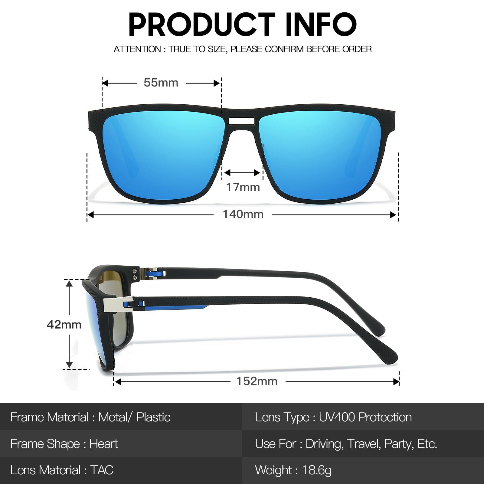 SODQW Polarised Sunglasses Mens: Rectangle Double Bridge Shades with Timeless UV400 Protection Classic Ultra Light Flexible TR90 Frame Sunglasses 1