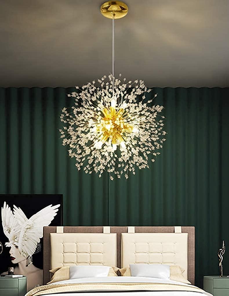 Vikaey Chandeliers 12 Lights, Gold Chandeliers Light, Crystal Chandeliers, Dandelion Light for Living Room Dining Room Bedroom Hallway 5