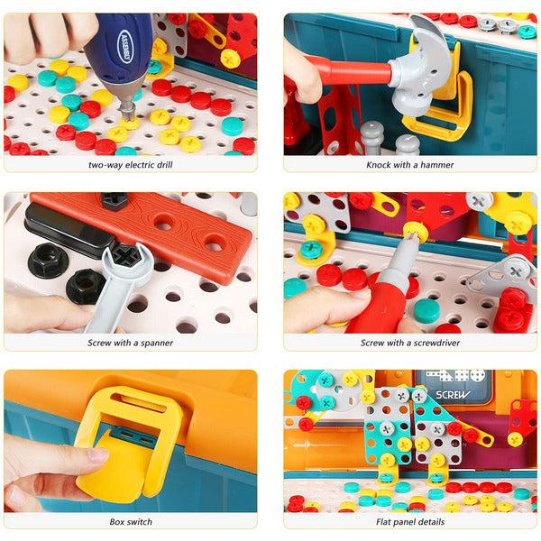 LIHAO Kids Tool Set Drill Toys Construction Toys for 3 4 5 6 Year Old Boys Girls, 223pcs Toy Tool Set 3D Puzzles Building Toys STEM Educational Toys Pretend Play Tool Toys Take Apart 3