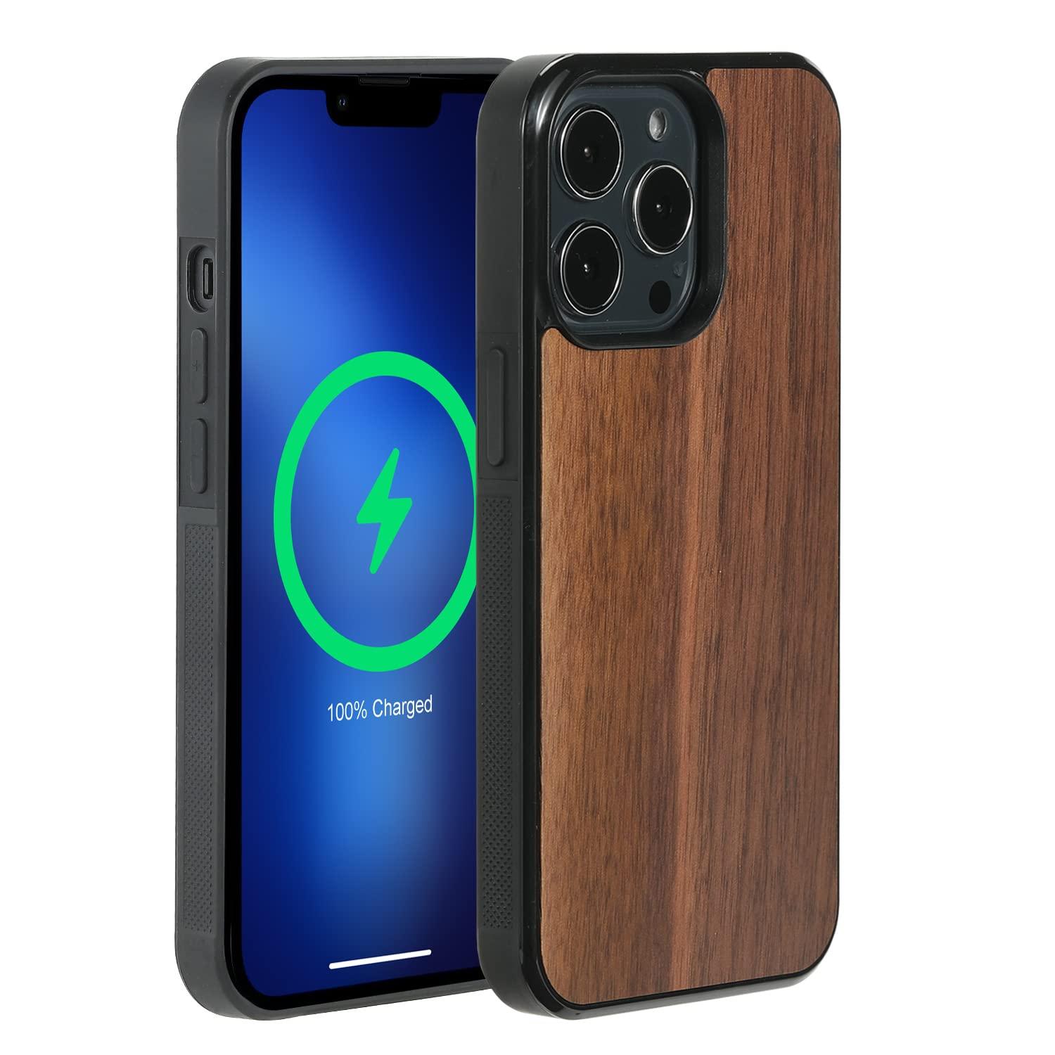 molzar Grip Series Magnetic Case for iPhone 13 Pro with Walnut Wood, Built-in Magnet Ring, Compatible with MagSafe Chargers and Accessories, 6.1-inch, Black/Walnut Wood 0