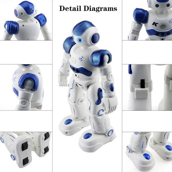 kuman robot remote control rc robot, toy gift for children adults, programmable remote control robot, gesture detection, children animation r2 3